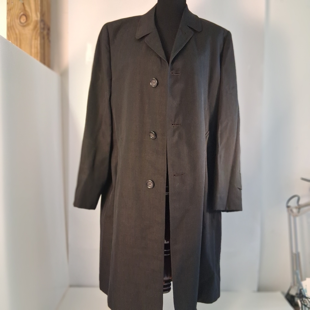Vtg Retro Men's Elegant Charcoal/Black Trench Coat. Mid-Century Exce
